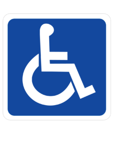 Clipart of Handicap Symbol with a blue background.